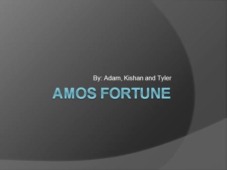 By: Adam, Kishan and Tyler. Plotline Theme Major Characters  Amos: A kind man captured and sold as a slave and freed himself and freed others to die.