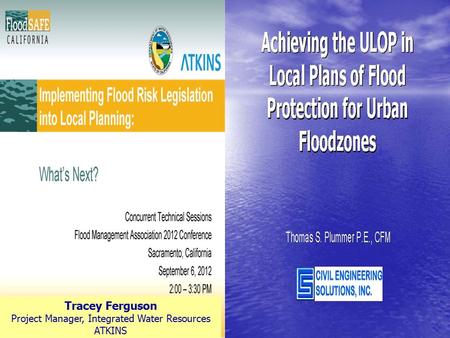 Tracey Ferguson Project Manager, Integrated Water Resources ATKINS.