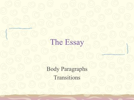 Body Paragraphs Transitions