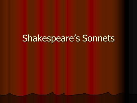 Shakespeare’s Sonnets