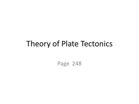 Theory of Plate Tectonics