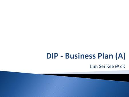 Lim Sei cK. Plan Summary Business Objectives Description of business Description of product(s) or service(s) Management plan.