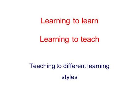 Learning to learn Learning to teach