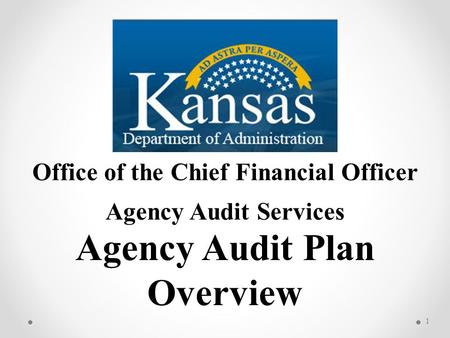 Office of the Chief Financial Officer Agency Audit Services Agency Audit Plan Overview 1.