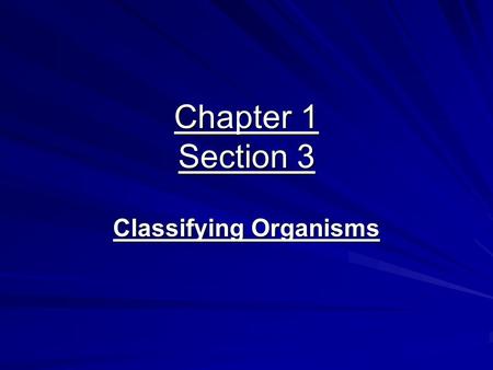 Classifying Organisms