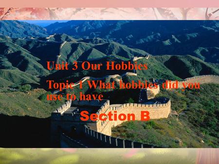 Unit 3 Our Hobbies Topic 1 What hobbies did you use to have Section B.