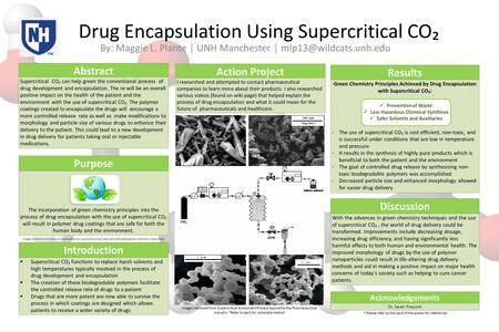 Drug Encapsulation Using Supercritical CO₂ By: Maggie L. Plante │ UNH Manchester │ Abstract Supercritical CO₂ can help green the.