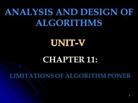 LIMITATIONS OF ALGORITHM POWER