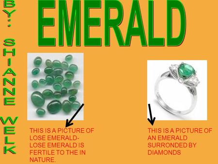 THIS IS A PICTURE OF LOSE EMERALD- LOSE EMERALD IS FERTILE TO THE IN NATURE. THIS IS A PICTURE OF AN EMERALD SURRONDED BY DIAMONDS.