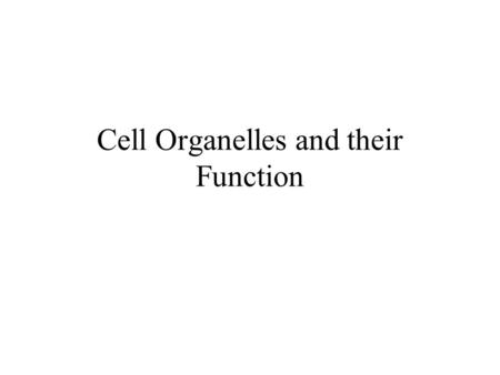 Cell Organelles and their Function