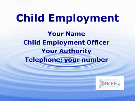 19/01/2016 Child Employment Your Name Child Employment Officer Your Authority Telephone: your number.