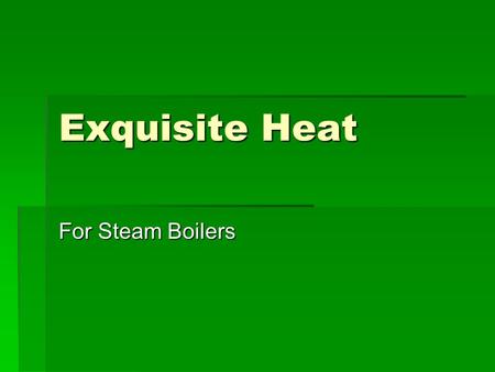 Exquisite Heat For Steam Boilers. Time based system  Thermostat Demand Analysis over time will determine the length of burner fire time of the boiler.