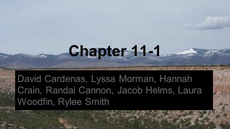 Chapter 11-1 David Cardenas, Lyssa Morman, Hannah Crain, Randai Cannon, Jacob Helms, Laura Woodfin, Rylee Smith.