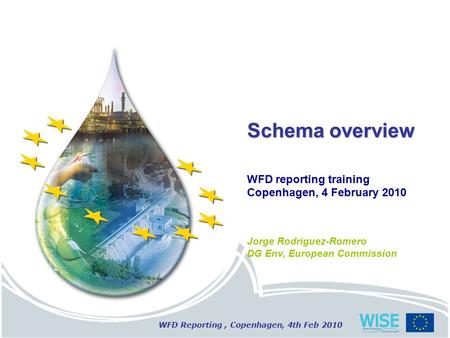 WFD Reporting, Copenhagen, 4th Feb 2010 Schema overview WFD reporting training Copenhagen, 4 February 2010 Jorge Rodriguez-Romero DG Env, European Commission.