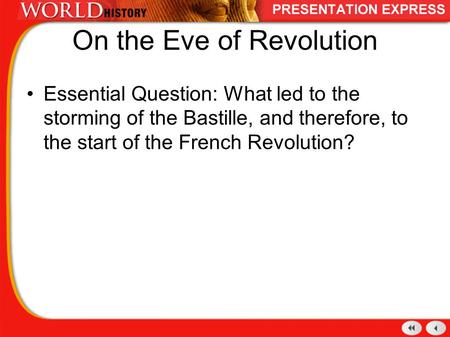 On the Eve of Revolution