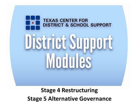 Stage 4 Restructuring Stage 5 Alternative Governance.