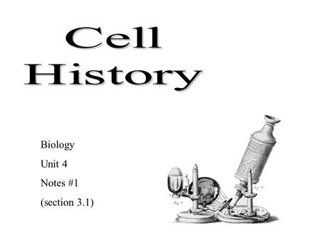 Biology Unit 4 Notes #1 (section 3.1) All life is made of cells Cells discovered after microscope invented 1665: Robert Hooke first observed cork (dead.