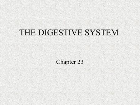 THE DIGESTIVE SYSTEM Chapter 23.