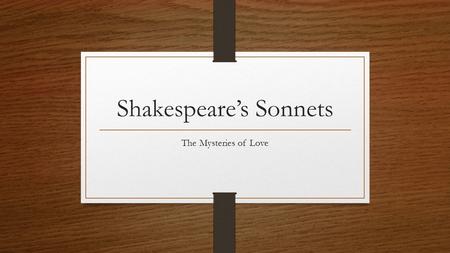 Shakespeare’s Sonnets