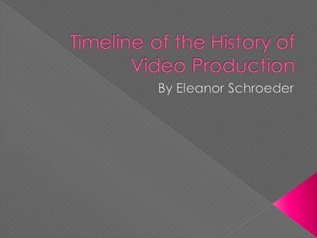 Timeline of the History of Video Production