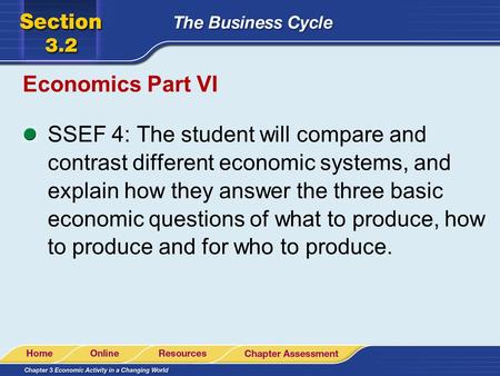 Economics Part VI SSEF 4: The student will compare and contrast different economic systems, and explain how they answer the three basic economic questions.