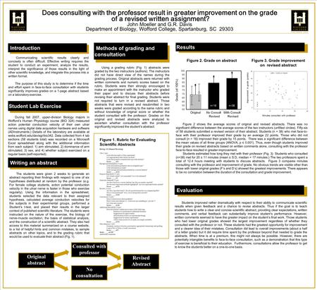 Writing an abstract Does consulting with the professor result in greater improvement on the grade of a revised written assignment? John Moeller and G.R.