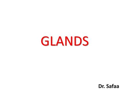 GLANDS Dr. Safaa.