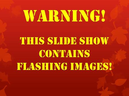 WARNING! THIS SLIDE SHOW CONTAINS FLASHING IMAGES!