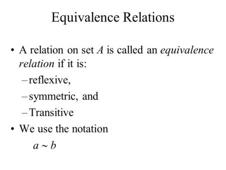 Equivalence Relations