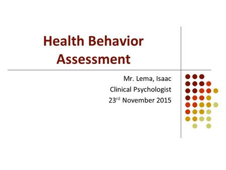 Health Behavior Assessment