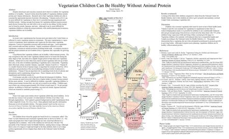 Vegetarian Children Can Be Healthy Without Animal Protein Hannah Kamsky Beloit College, Beloit, WI Abstract Despite stereotypes and concerns, research.