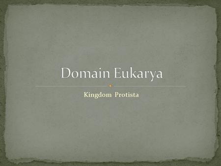 Kingdom Protista. Weird things: has eukaryotic cells, so they aren’t bacteria or archaea doesn’t fit in with the fungi, plants, or animals either this.