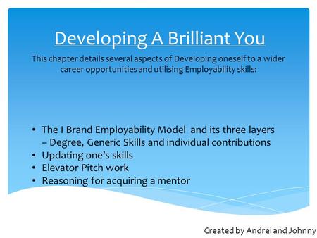 Developing A Brilliant You