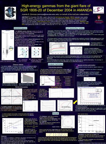 High-energy gammas from the giant flare of SGR 1806-20 of December 2004 in AMANDA Juande D. Zornoza on behalf of the IceCube.