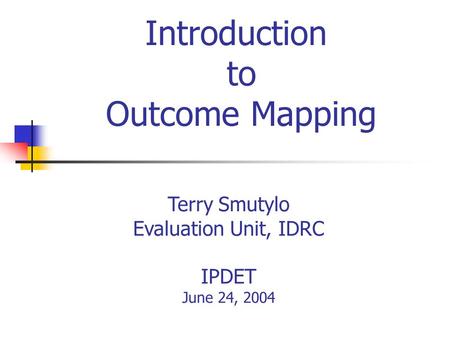 Introduction to Outcome Mapping