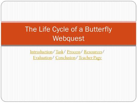 The Life Cycle of a Butterfly Webquest