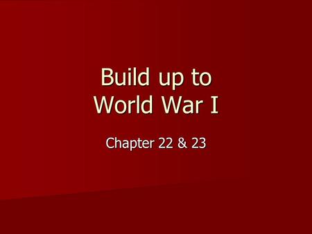 Build up to World War I Chapter 22 & 23. Teddy Roosevelt Sickly child – turns to exercise Sickly child – turns to exercise Loves adventure and the outdoors.