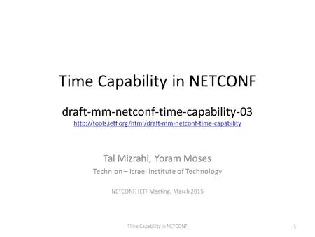 Time Capability in NETCONF draft-mm-netconf-time-capability-03