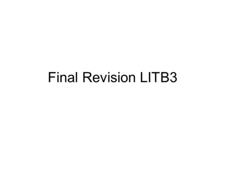 Final Revision LITB3. On the next handout/slide, read the introduction to a Macbeth essay on the nature of characters being entrapped. What Band does.