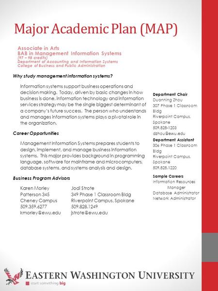 Major Academic Plan (MAP) Why study management information systems? Information systems support business operations and decision making. Today, driven.