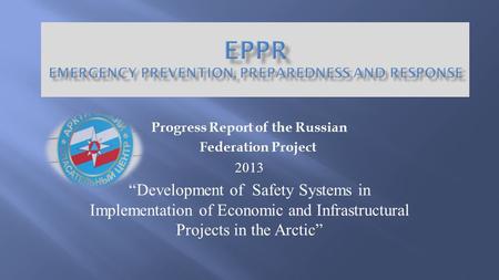 Progress Report of the Russian Federation Project 2013 “Development of Safety Systems in Implementation of Economic and Infrastructural Projects in the.