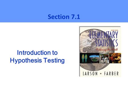 Introduction to Hypothesis Testing