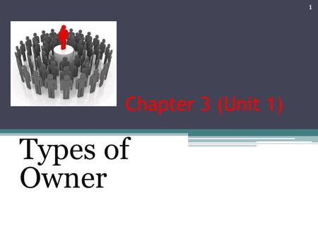 Chapter 3 (Unit 1) Types of Owner 1. Types of legal structures 2.