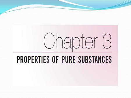 OBJECTIVES : 1- know the pure substances 2- the phase changing 3- how to simulate the behavior by studying the “ properties ” by : a) graphs [(T-V),(P-V),(T-P),(P-v-T)]