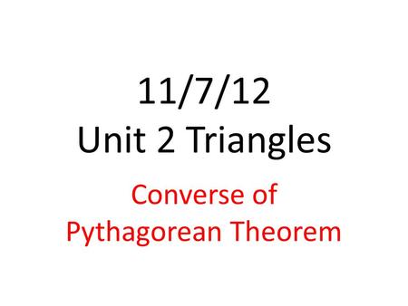 Converse of Pythagorean Theorem