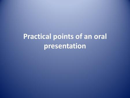 Practical points of an oral presentation. Review of an oral presentation It is a condensed version of the paper. It is organized around one TOPIC. A TOPIC.