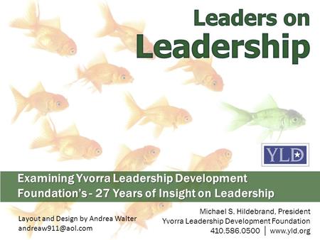 Michael S. Hildebrand, President Yvorra Leadership Development Foundation 410.586.0500 │ www.yld.org Examining Yvorra Leadership Development Foundation’s.