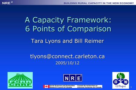 1 A Capacity Framework: 6 Points of Comparison Tara Lyons and Bill Reimer