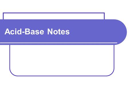 Acid-Base Notes. Acid- Compound that forms hydrogen ions (H + ) when dissolved in water Base – compounds that forms hydroxide ion (OH - ) when dissolved.