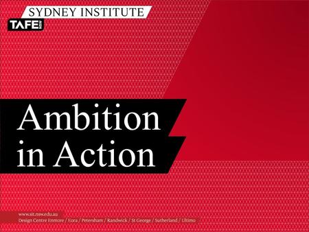 Ambition in Action. Ambition in Action SUPPORT FOR TEACHERS: ASQA Compliance Preparation /Educational Risk Group /Consultant: Assessing high risk areas.